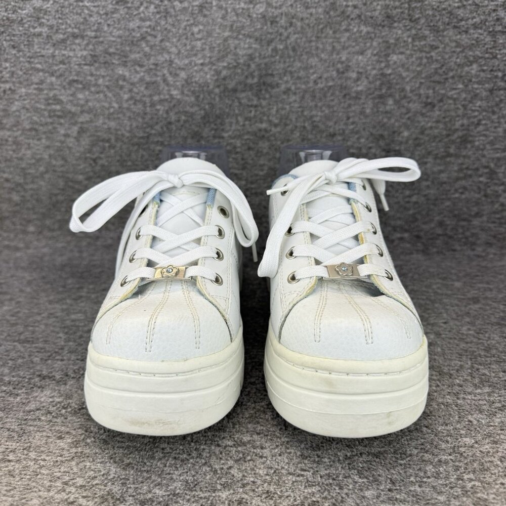 ✅Mule Platform Sneaker Womens Size 7 White Leather Lace Up Slip On Comfort Shoes - Picture 6 of 11